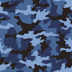 
Blue camouflage vector background dark pattern. Stylish template. Print ornament