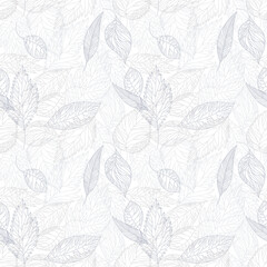 Seamless pattern of leaves; natural bacckground; vector pastel wallpaper; autumn backdrop