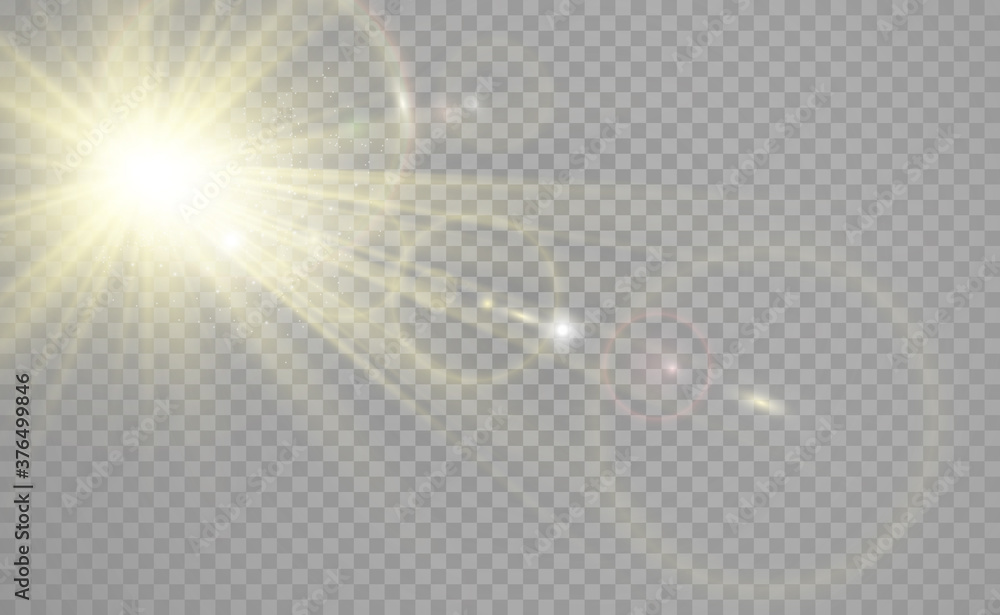 Aufkleber special lens flash, light effect. the flash flashes rays and searchlight. illust.white glowing light