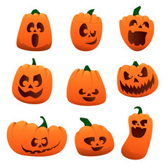 Set pumpkin character on a white background