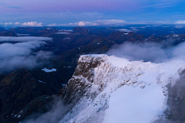 Aerial view over Møysalen Mountain top in Norway