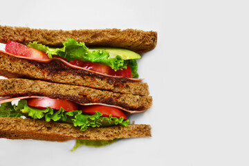 Closeup of delicious vegan sandwich.