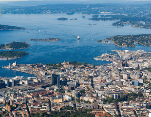 Aerial view over Oslo, Norway