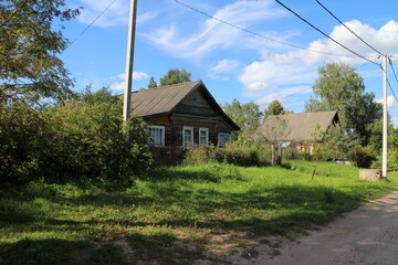 Rural dirt road in summer in the village