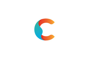 colorful letter C logo design using orange and blue color.