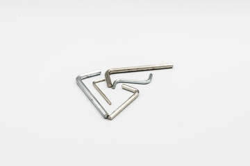 used allen keys on white background