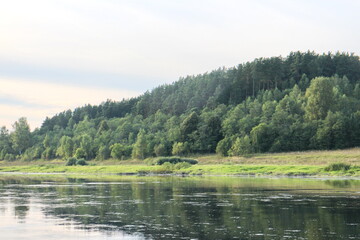 View of the river in the countryside at sunset