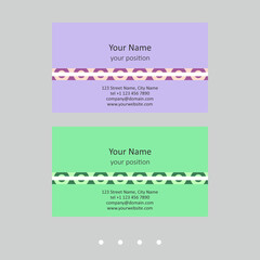 Business card template. Abstract design in two color schemes.