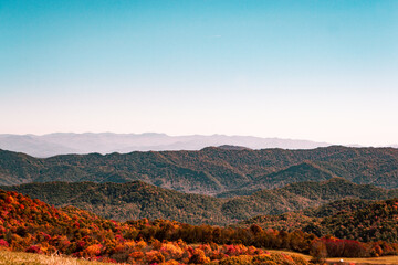 Mountain Range in the Fall at Sunset