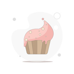 cupcake vector flat illustration on white