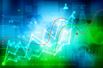2d rendering Stock market online business concept. business Graph 