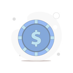 casino chip vector flat illustration on white