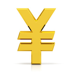 Gold yen symbol. Japanese yen sign isolated on white background.