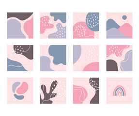Abstract background with various shapes and textures. Vector illustration suitable for social media stories, prints, flyers, banners, fabrics, invitations, brands, covers and more.