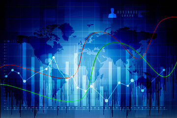 2d rendering Stock market online business concept. business Graph 