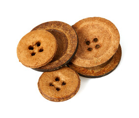 wooden buttons isolated on white background