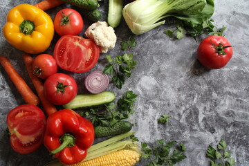 fresh vegetables on wooden table