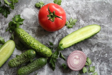 vegetables on a wooden table