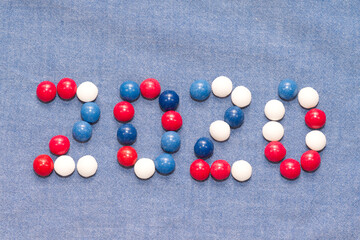 2020 year written with colorful candies