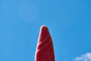 Ice cream popsicle with strawberry flavor, with place for text where you can add text