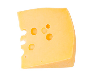 a piece of cheese isolated on a white background