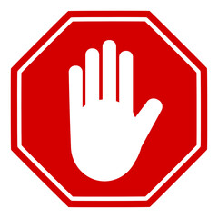 Obraz premium Stop sign with hand icon. Vector Image.