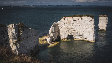 Old Harry Rocks, White cliffs, Dorset, England, Europe
