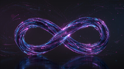 Infinity sign of light trails 3D rendering illustration - 376508073