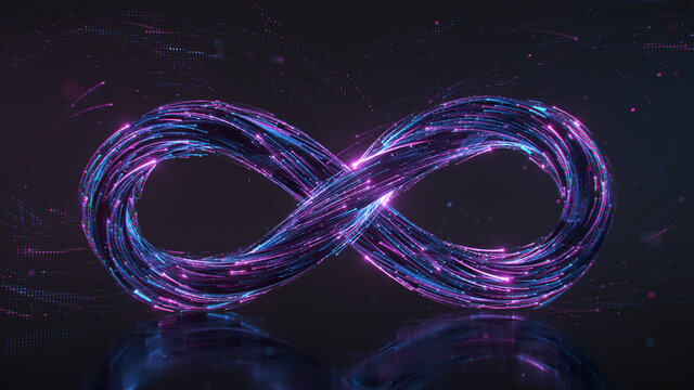 Infinity sign of light trails 3D rendering illustration