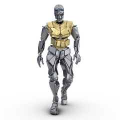 humanoider Roboter frontal in Gehpose