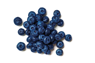 Blueberry on a white background, top view