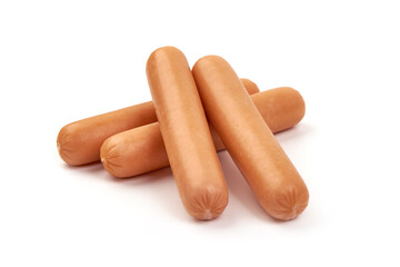 Boiled sausages, isolated on white background