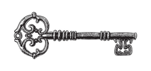 Sketch style of vintage key on white background © SlayStorm