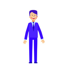 Smiling happy man in a business suit. Cheerful businessman. Character flat design. Stock vector illustration on a white background.