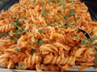 delicious pasta on serving plate