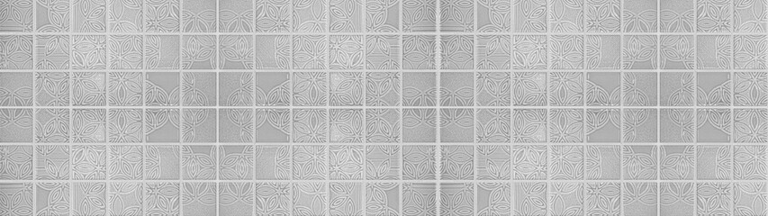 Seamless white gray grey vintage retro geometric square mosaic motif cement concrete stone tiles...