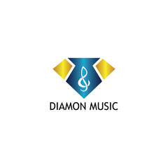 logo diamon music illustration colorful elegant design template vector