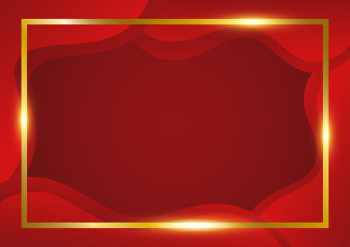 Abstract red background with gold freame