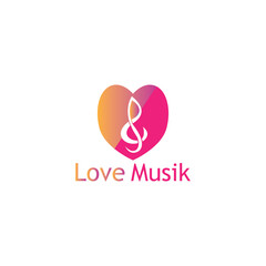 Music logo illustration, colorful love design, vector