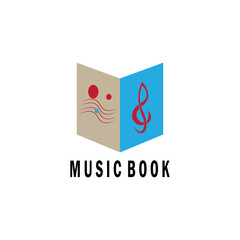 music logo illustration book with color design vector