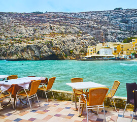 The coastal cafe in Xlendi, Gozo, Malta