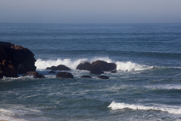 Ocean waves on a rocky shore