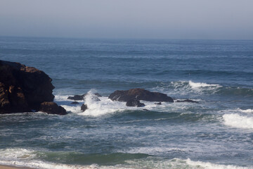 Ocean waves on a rocky shore