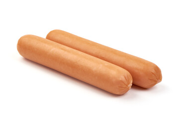Boiled sausages, isolated on white background