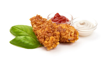 Breaded chicken, isolated on white background