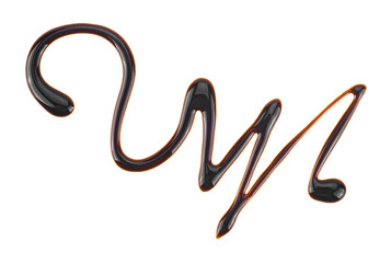 Sweet chocolate sauce isolated on a white background. Sauce pattern on white background. Liquid chocolate.