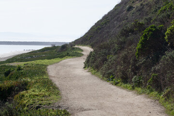 Path between a mountain and a bay