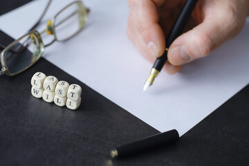 Legal concept. The procedure for writing the last will. Papers with testament on the table....