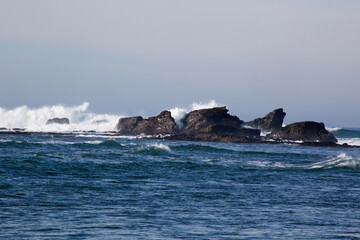 Ocean waves on a rocky shore