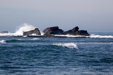 Ocean waves on a rocky shore